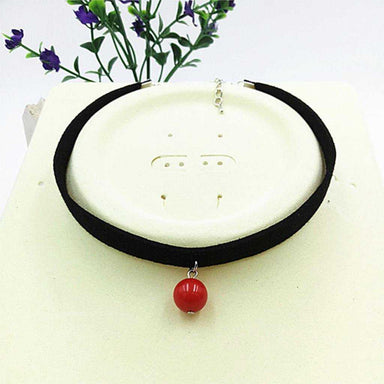 Black Rope Ball Choker Necklace-Choker Necklaces-Kirijewels.com-Red-Kirijewels.com