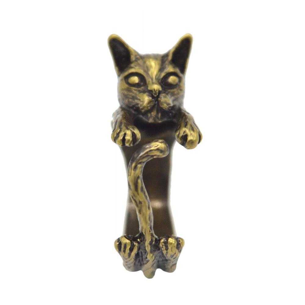 Free Handmade Cute Cat Ring-Rings-Kirijewels.com-Resizable-Black Gun Plated-Kirijewels.com