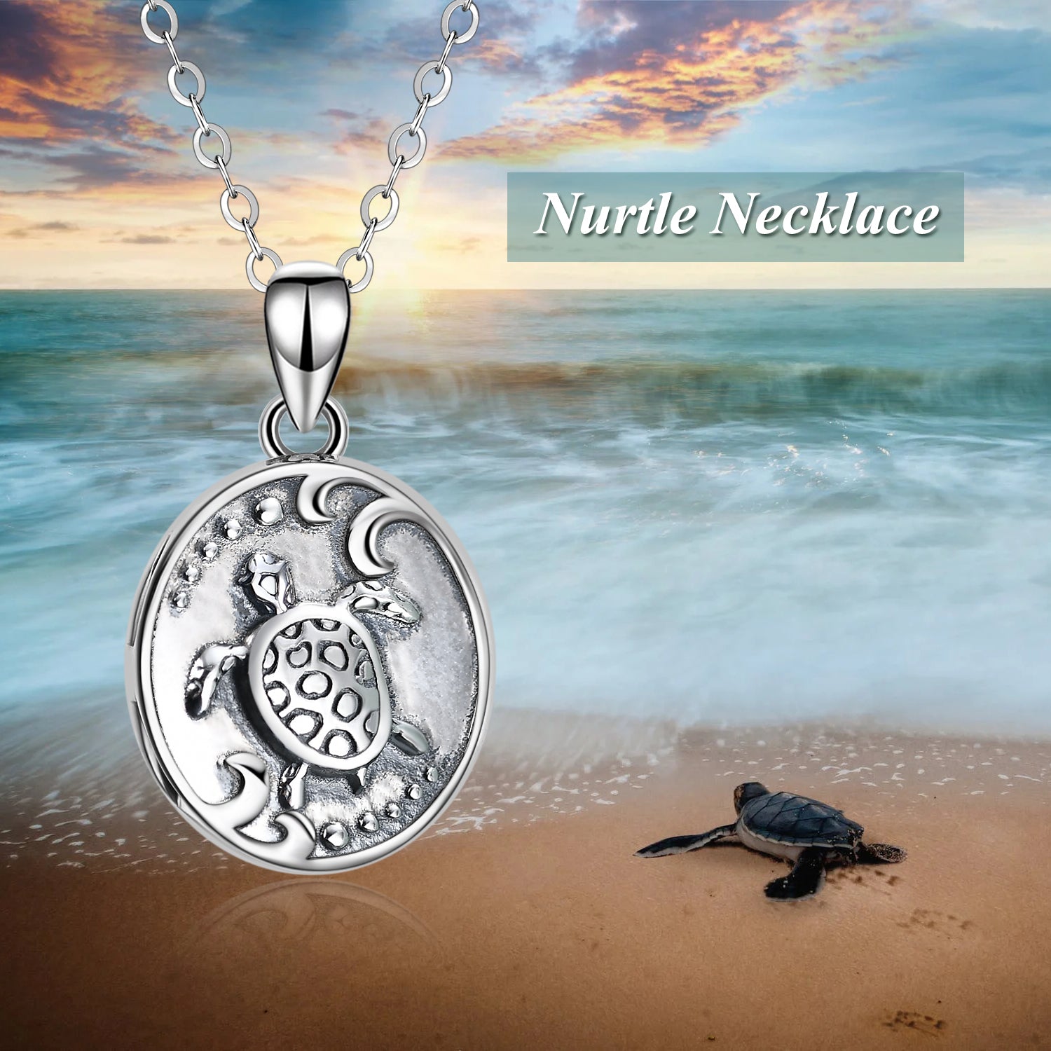 Sterling Silver Sea Turtle Locket Necklace