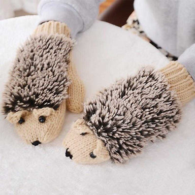 Free Hedgehog Shape Winter Mittens-Gloves & Mittens-Kirijewels.com-Beige-Kirijewels.com