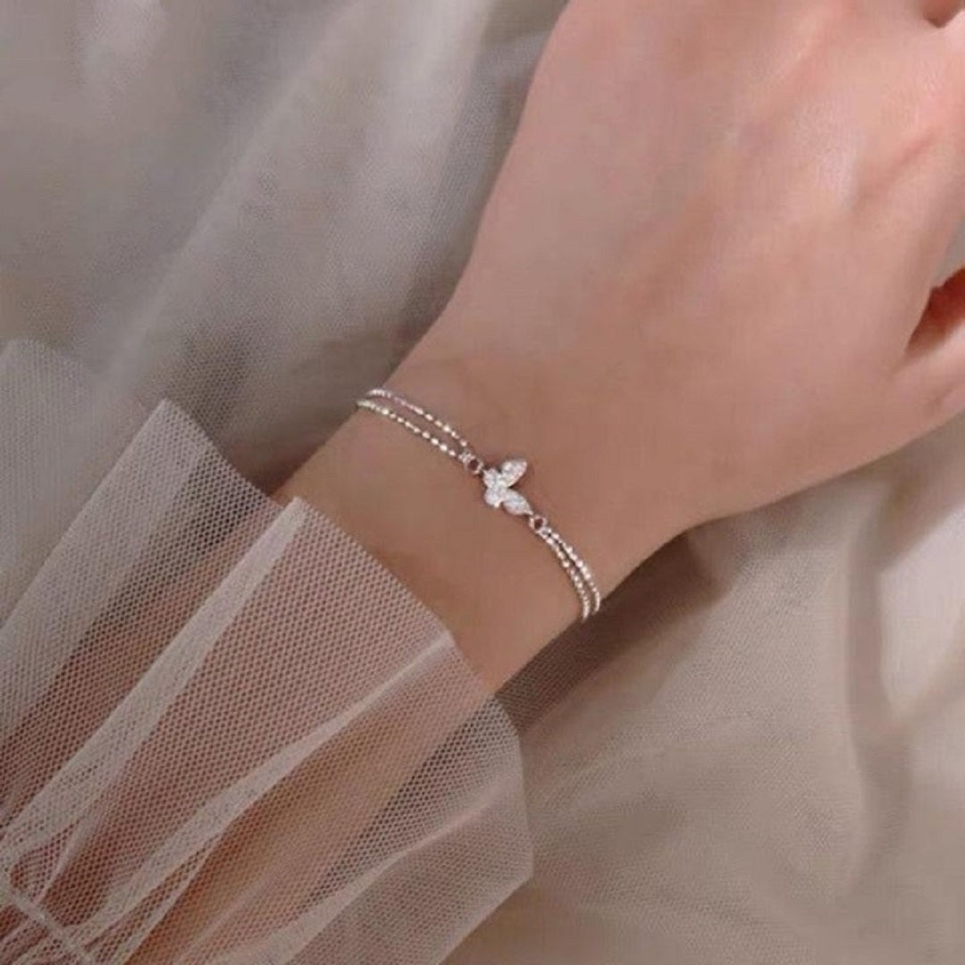 Elegant 925 Sterling Silver Charm Butterfly Bracelet