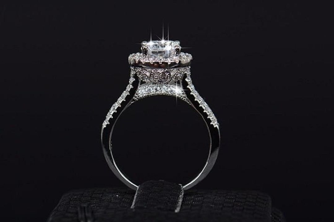 Sterling Silver Crystal Zircon Finger Flower Wedding Ring