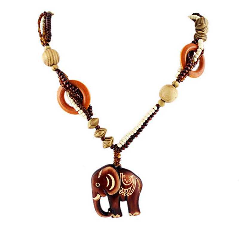 Ethnic Elephant Necklace-Necklace-Kirijewels.com-Brown-Kirijewels.com