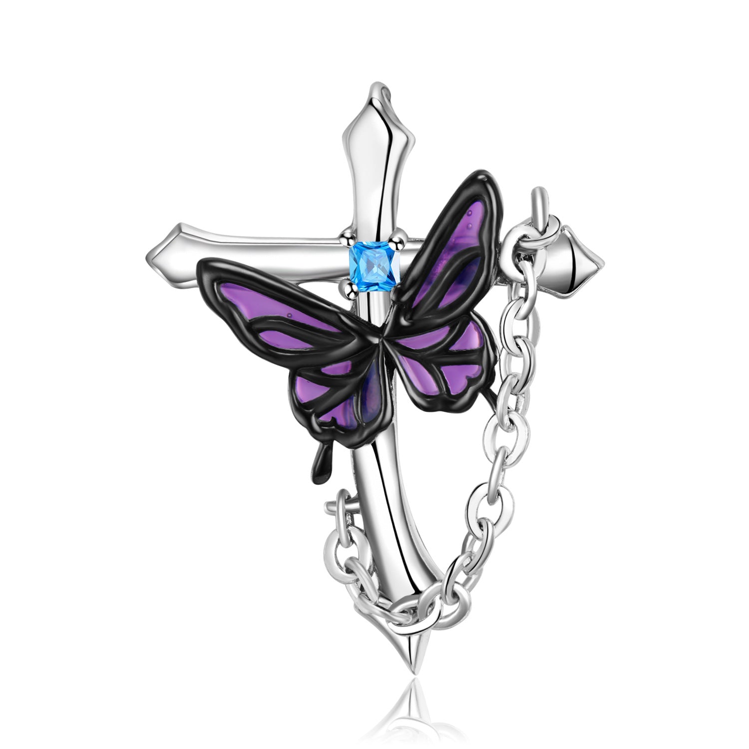 Original S925 Sterling Silver Cross Butterfly Necklace