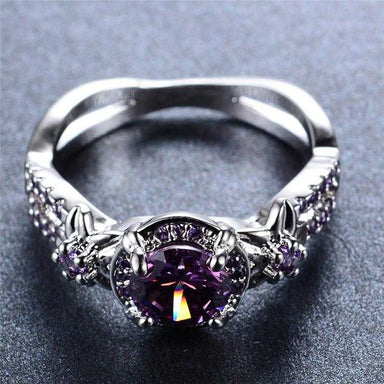 Sterling Silver Purple Zircon Claw Ring-Rings-Kirijewels.com-5-Purple-Kirijewels.com
