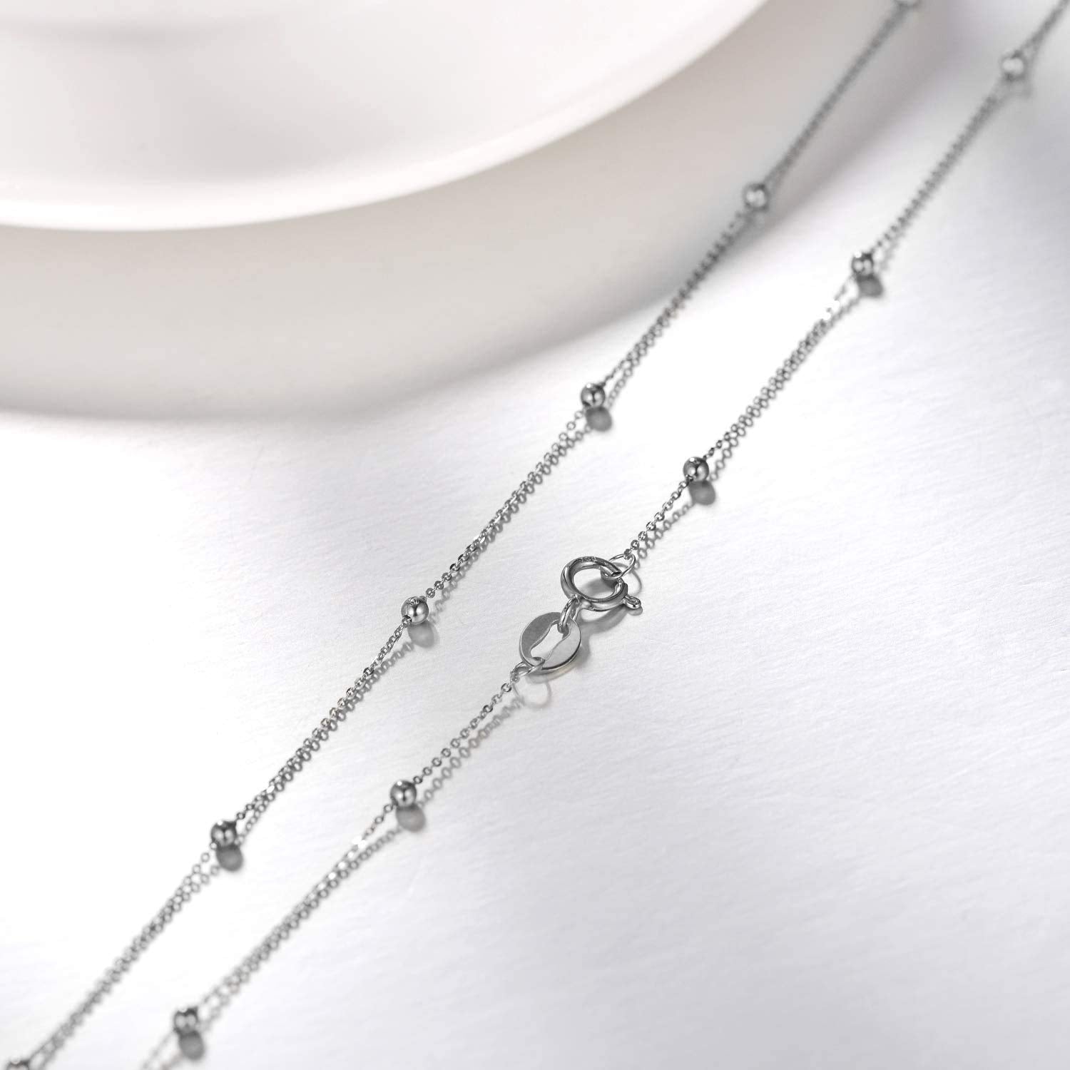 Bead Station18K White Gold Chain Necklace