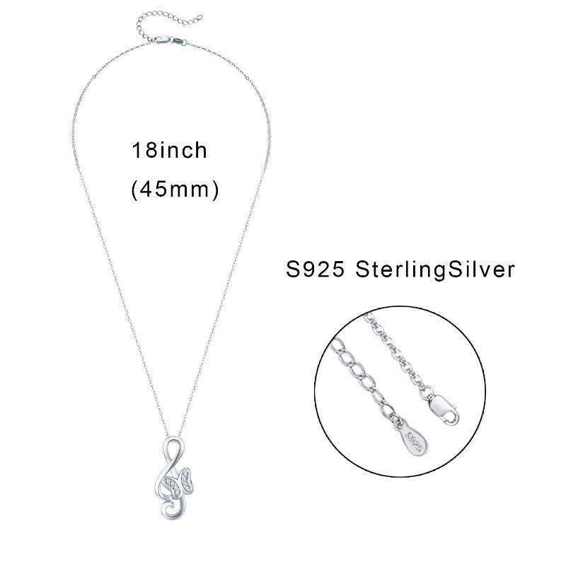 Music Note 925 Sterling Silver Butterfly Necklace