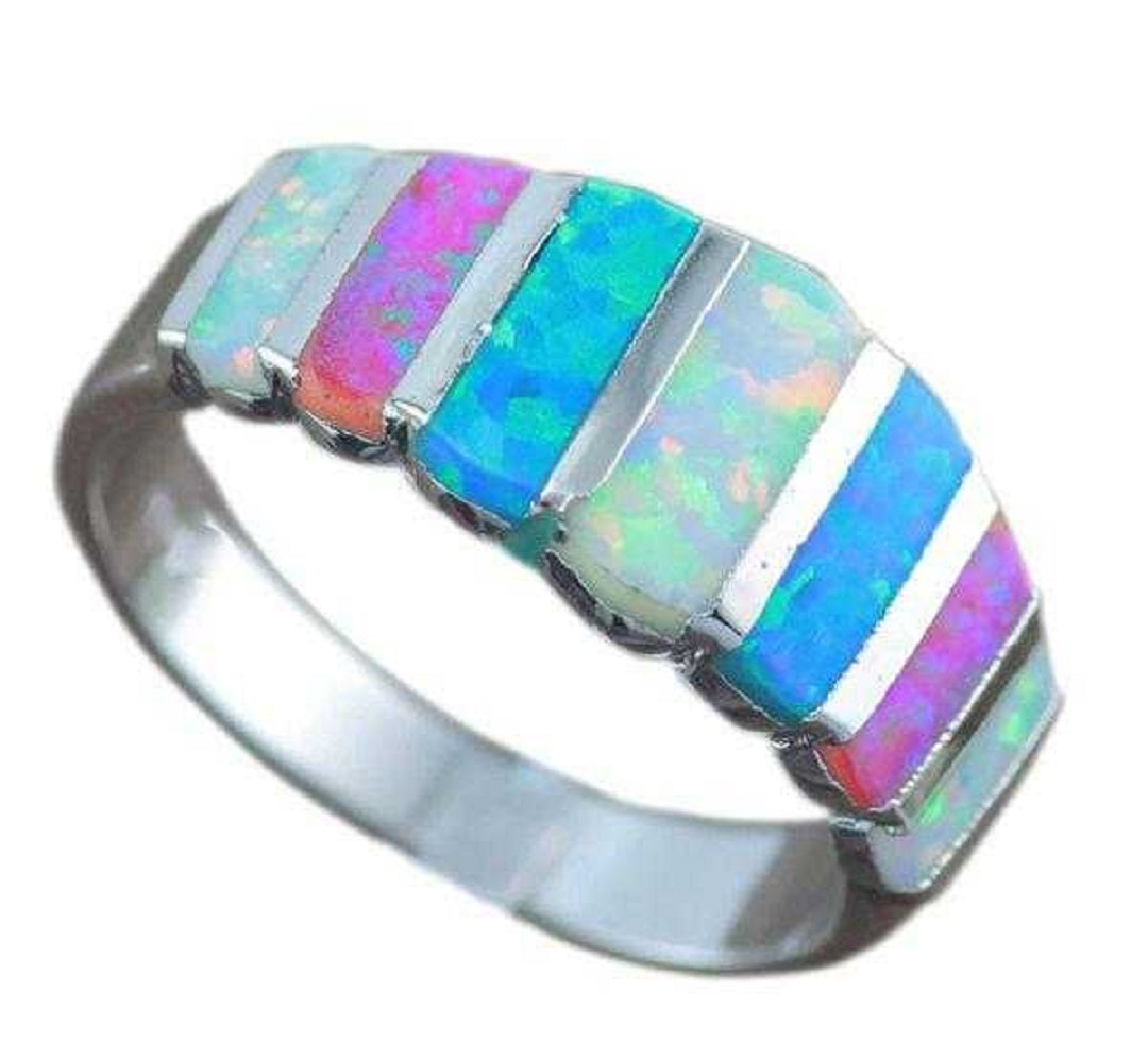 Rainbow White Fire Opal Ring
