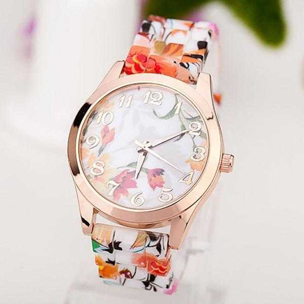 Free Silicone Printed Flower Wrist Watch-Watch-Kirijewels.com-Pink-Kirijewels.com