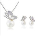Full Rhinestone Butterfly Imitation Pearl Jewelry Set-Jewelry Sets-Kirijewels.com-white-Kirijewels.com