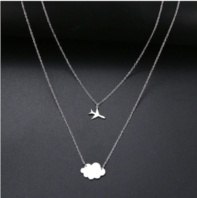 Adjustable Chain Airplane Pendant Necklace