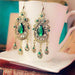 Green Water Drop Earrings-earrings-Kirijewels.com-gold-Kirijewels.com
