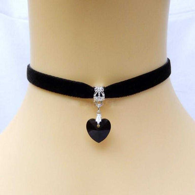 Crystal Heart Rope Necklace-Necklace-Kirijewels.com-black-Kirijewels.com