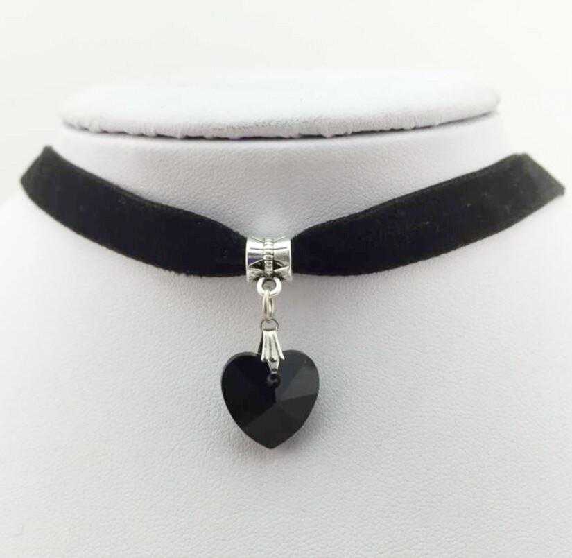 Free Crystal Heart Rope Necklace-Necklace-Kirijewels.com-black-Kirijewels.com