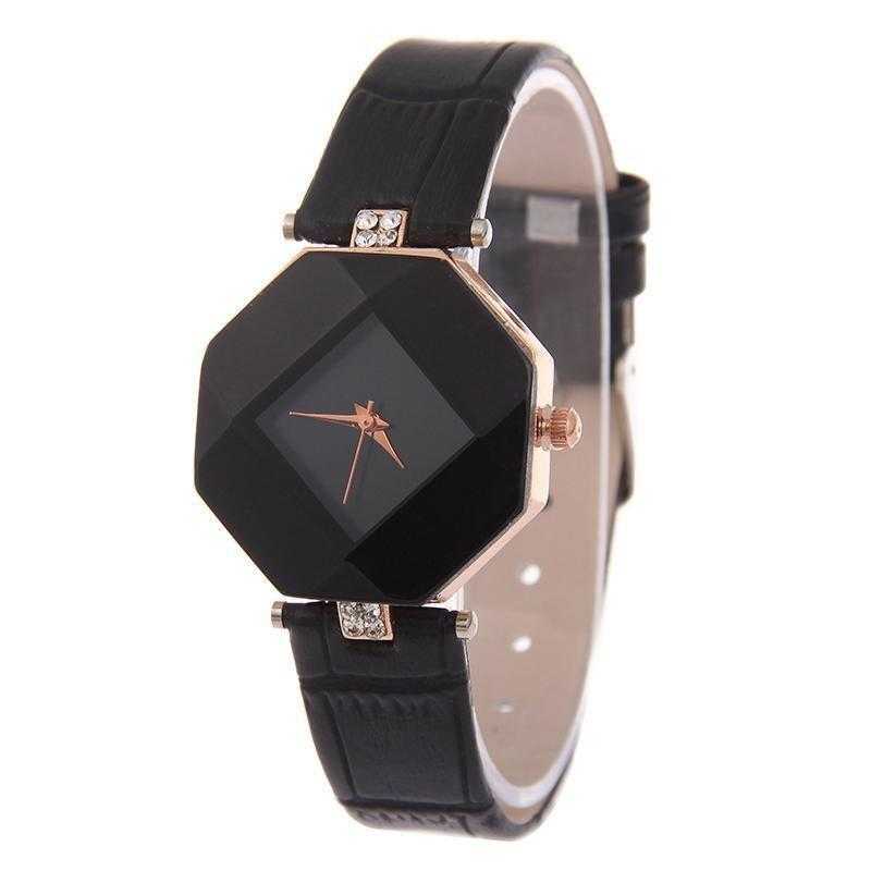 Trendy Leather Band Quartz Wrist watch-Women's Watches-Kirijewels.com-Black-Kirijewels.com
