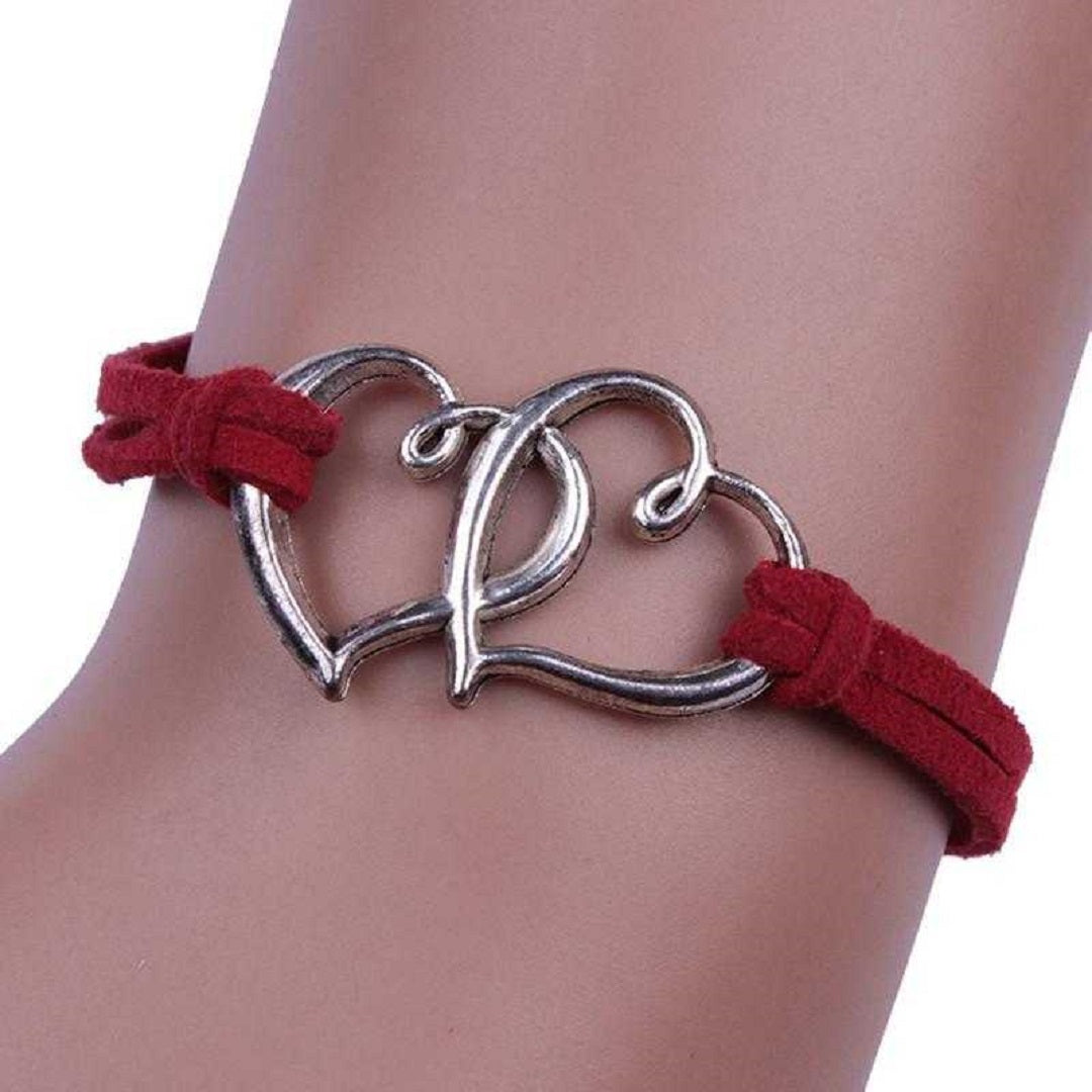 Two Hearts Elastic Handmade Bracelet
