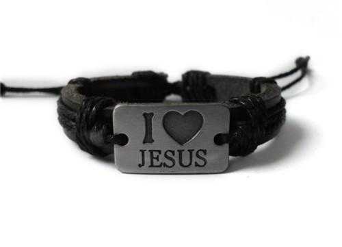 Free Jesus Leather Bracelet-Bracelet-Kirijewels.com-Black-Kirijewels.com