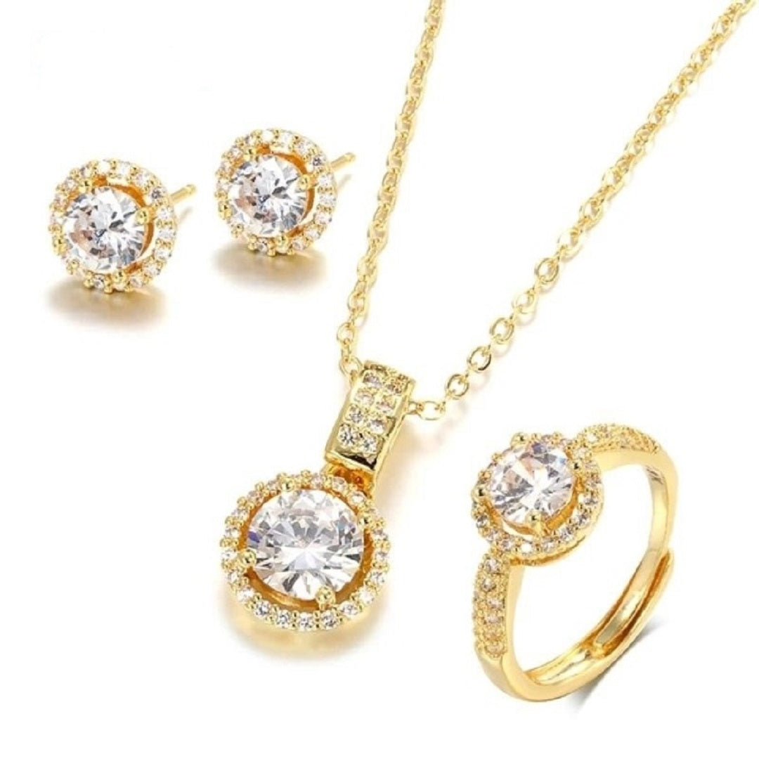 Valentine 18K Gold Zircon Wedding Jewelry Set