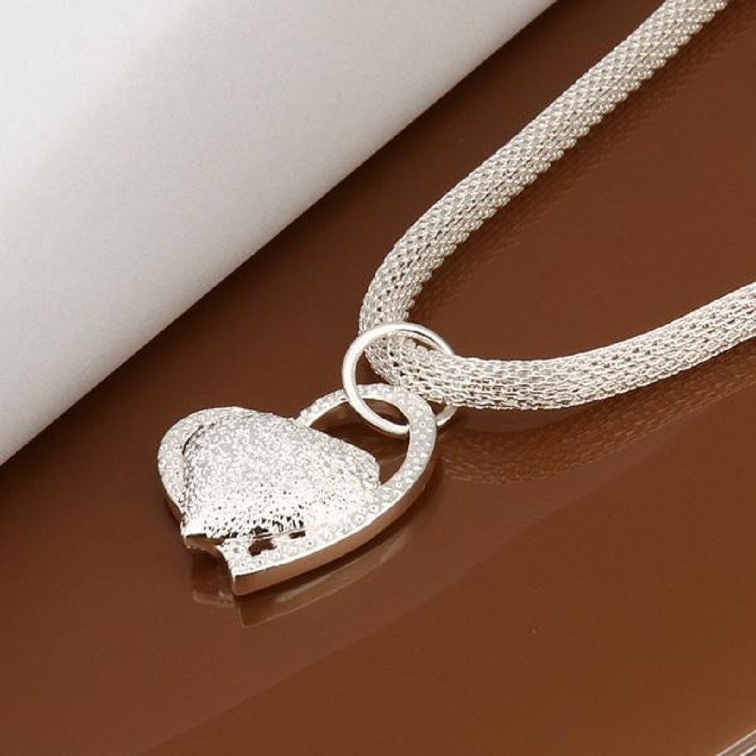 Lady Love Silver Plated Charm Heart Necklace