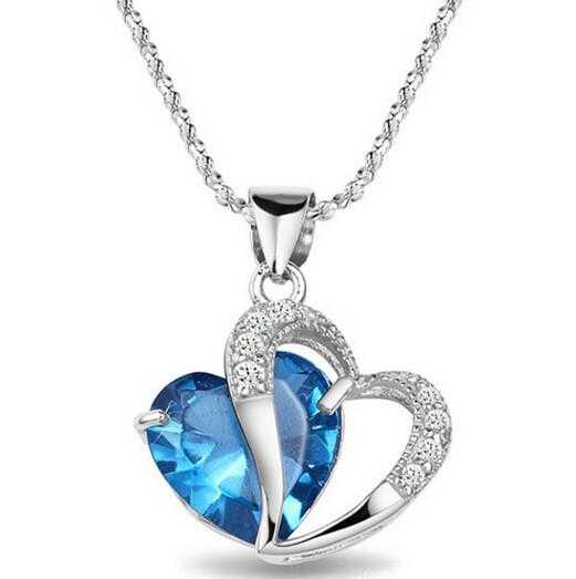 Lady's Heart Pendant Necklace-Necklace-Kirijewels.com-Blue-Kirijewels.com