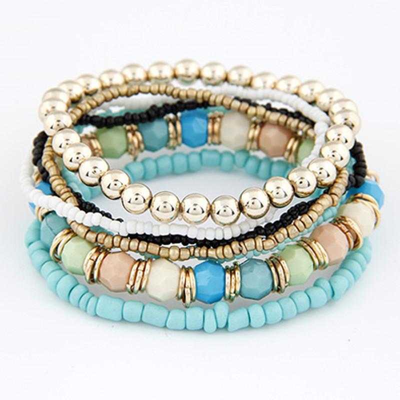 Multi Layer Beads Bracelet-Bracelet-Kirijewels.com-Light Blue-Kirijewels.com