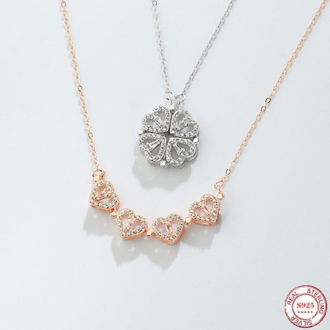 Four Leaf Sterling Silver Clover Heart Necklace