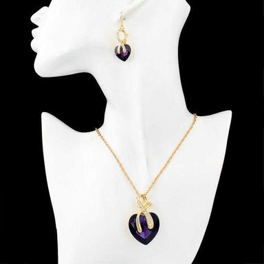 LongWay Austrian Crystal Heart Jewelry Set-Jewelry Set-Kirijewels.com-Gold Blue-Kirijewels.com