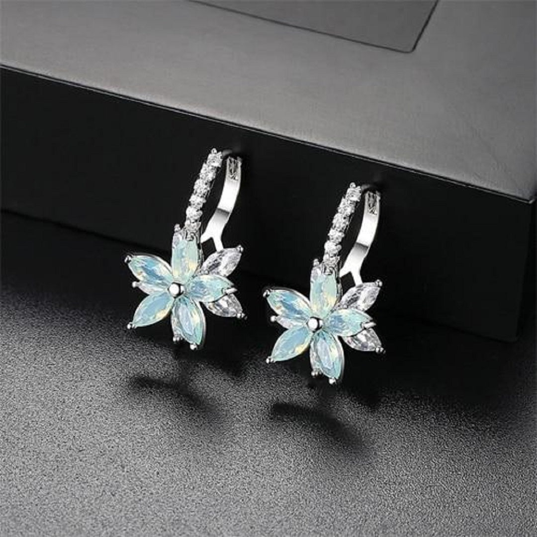 Lily Cubic Zirconia Crystal Flower Stud Earrings