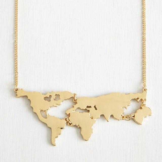 World's Map Necklace-Necklace-Kirijewels.com-Black-Kirijewels.com