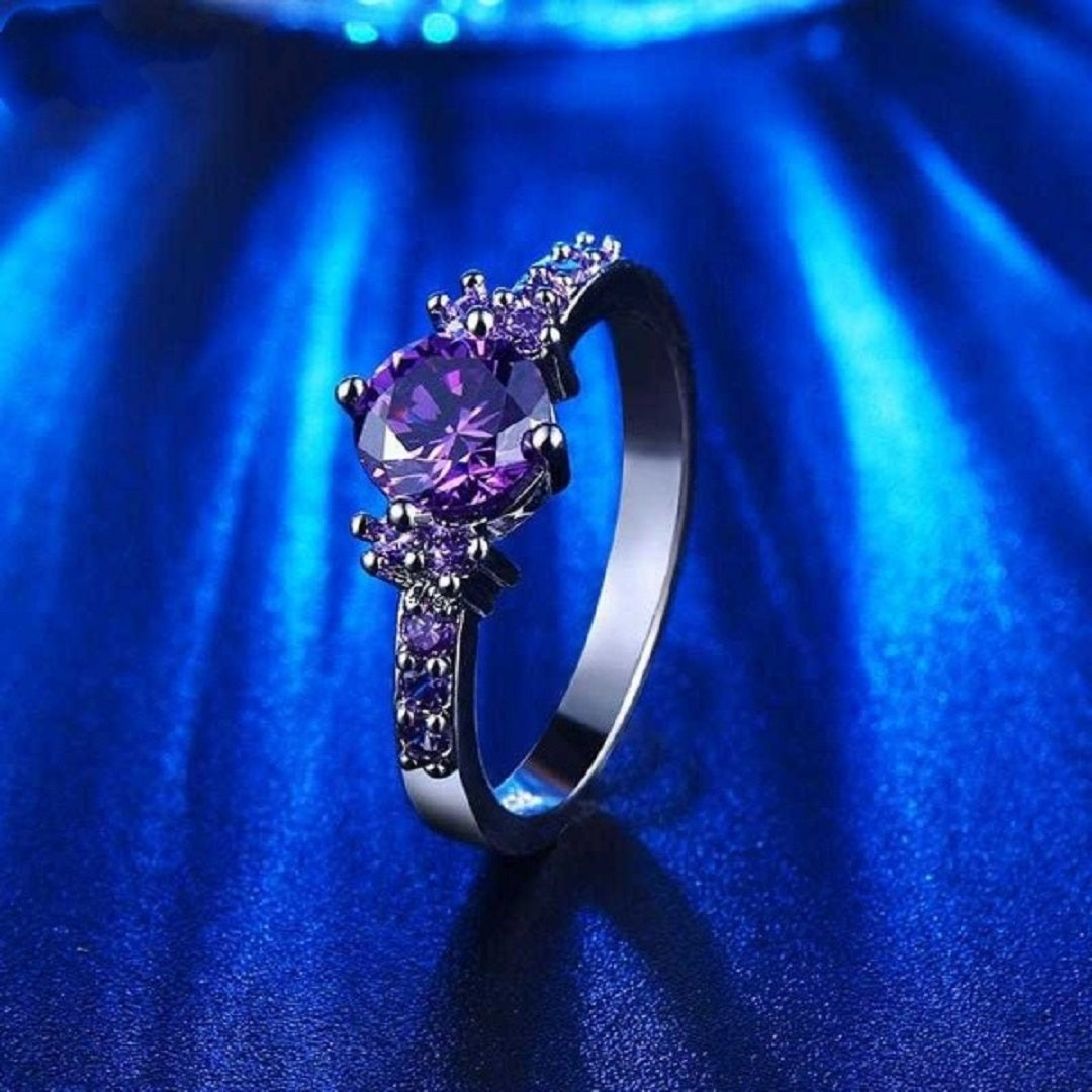 Purple Amethyst Diamond Engagement Ring