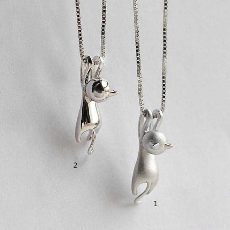 Free Sterling Silver Cat Necklace-Necklace-Kirijewels.com-Silver Frosted-Kirijewels.com