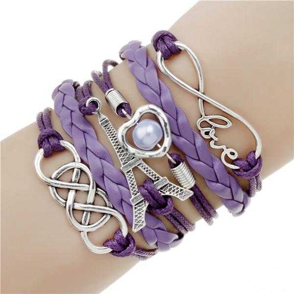 Leather Charm Bracelet-Bracelet-Kirijewels.com-purple 5-2pcs-Kirijewels.com