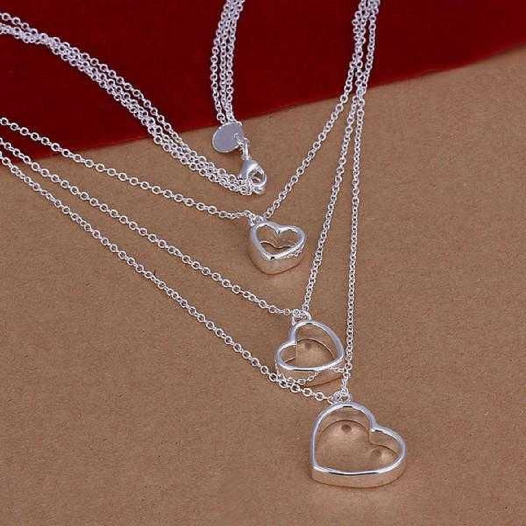 Sterling Silver Open Heart Ball Necklace