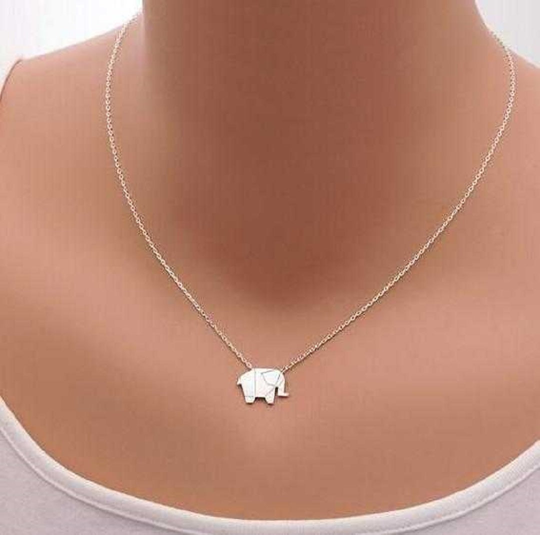 Origami Elephant Pendant Necklace