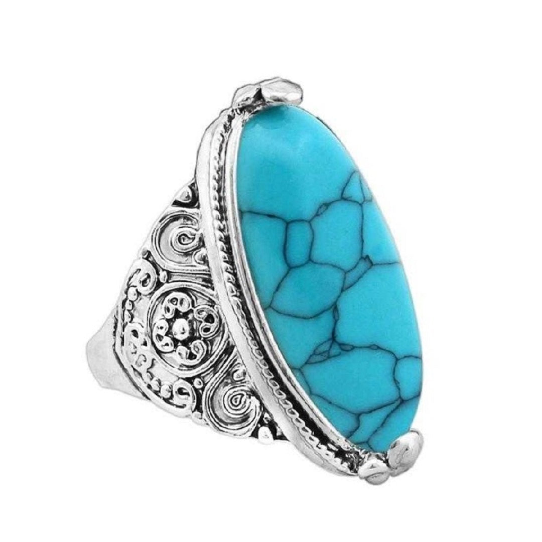 Oval Turquoise Personality Ring