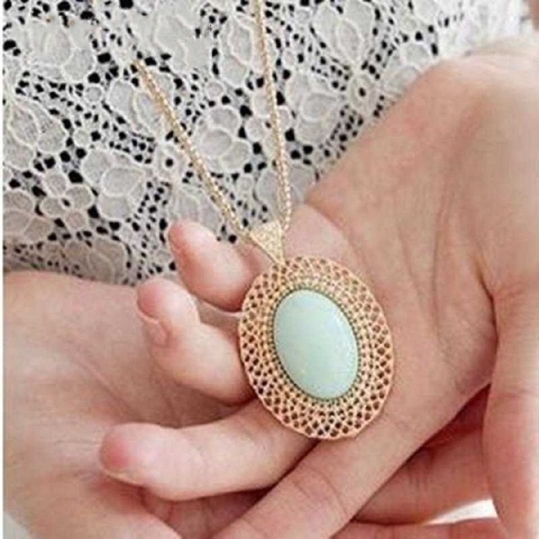 Free Oval Long Sweater Chain Necklace