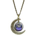 Moon Owl Pendant Necklace-Necklace-Kirijewels.com-Silver Blue1-Kirijewels.com