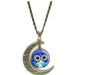 Free Moon Owl Pendant Necklace-Necklace-Kirijewels.com-Blue 1-Kirijewels.com