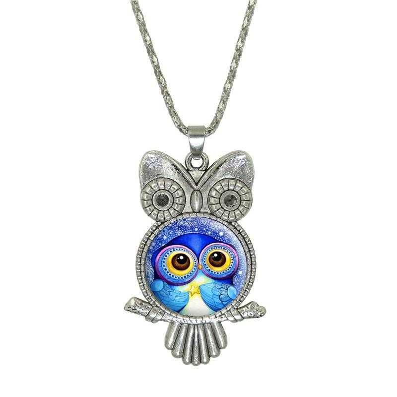 Moon Owl Pendant Necklace-Necklace-Kirijewels.com-Blue 2-Kirijewels.com