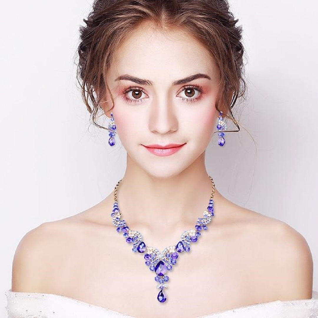 Indian Bridal Crystal Flower Jewelry Set