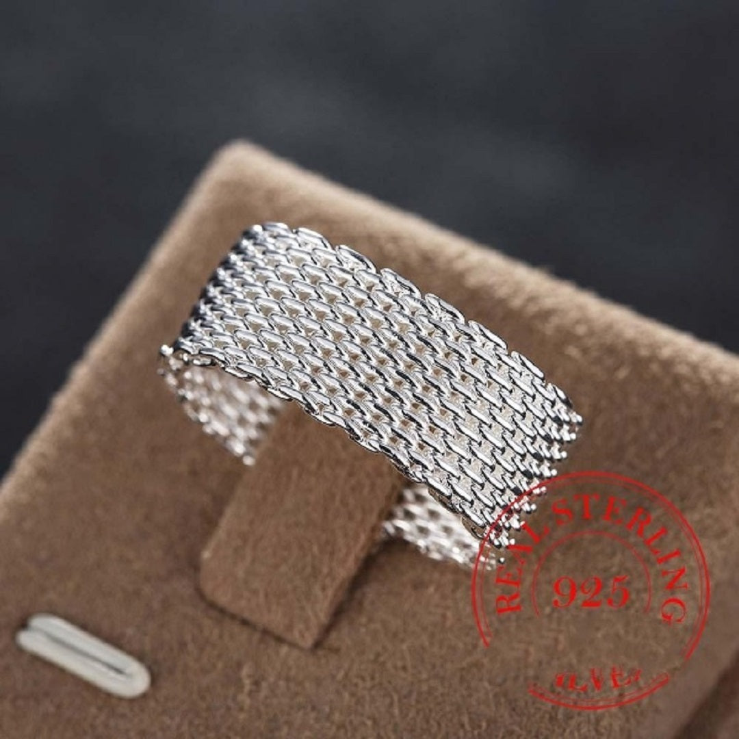 Personality 925 Sterling Silver Weaving Wedding Ring