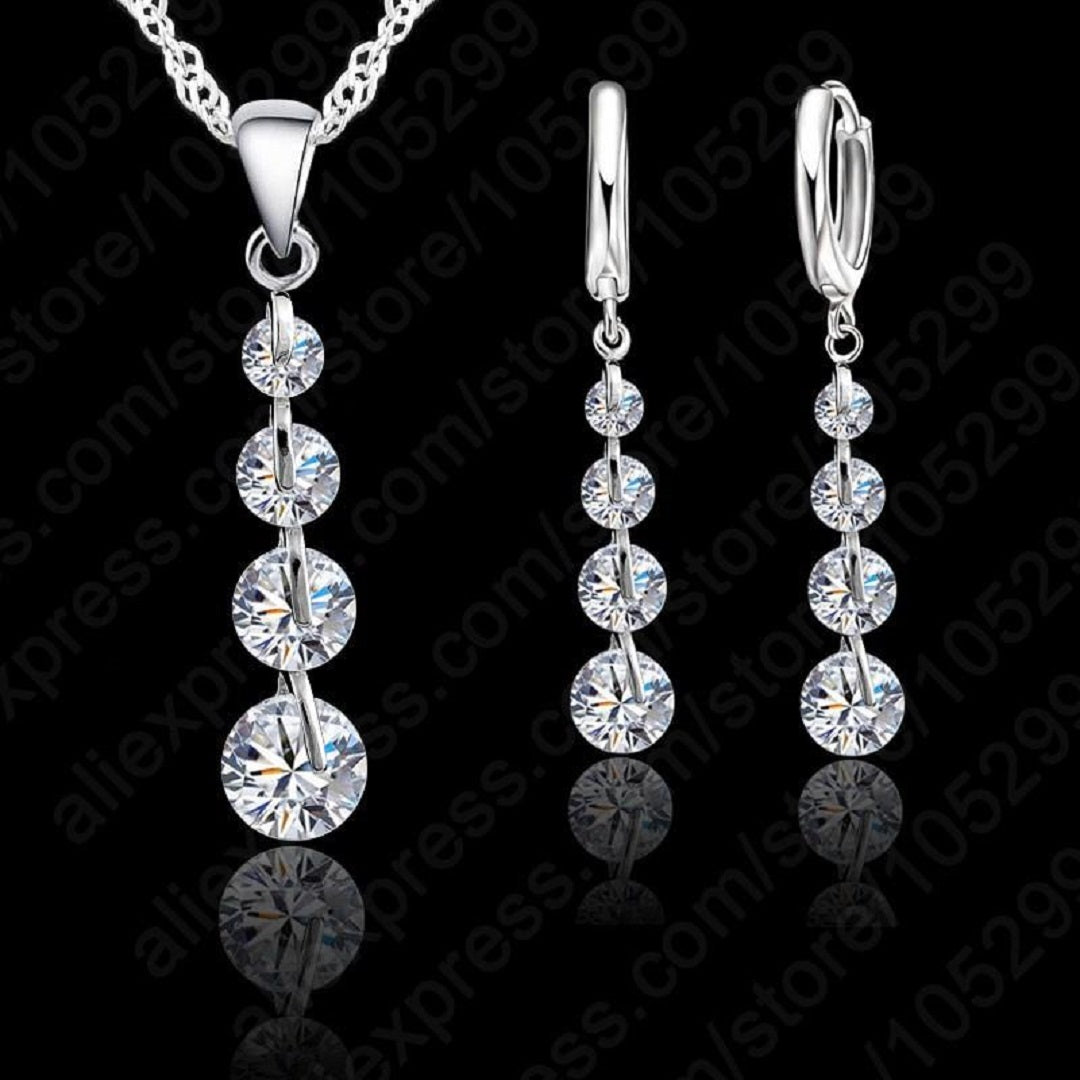 Romantic 925 Sterling Silver Link Chain Jewelry Set