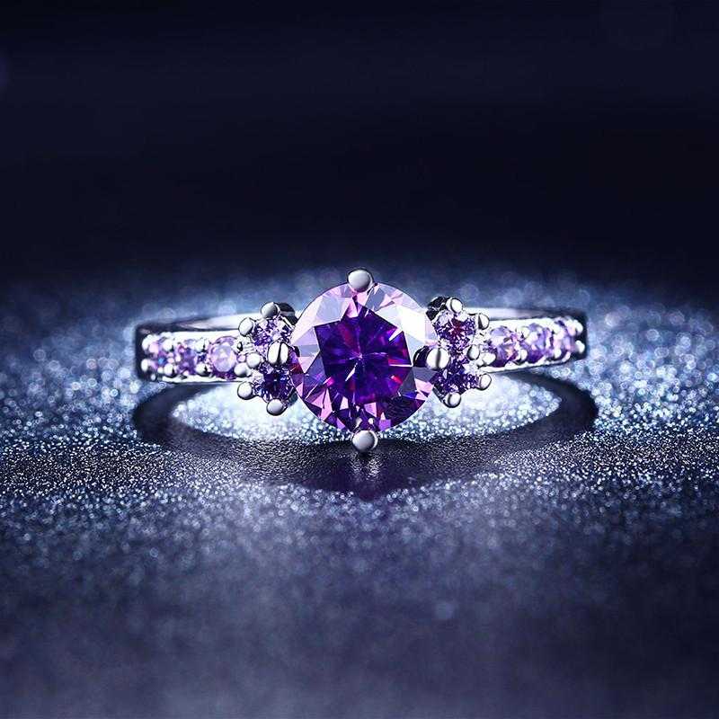 Purple Amethyst Diamond Engagement Ring-Rings-Kirijewels.com-5-Kirijewels.com