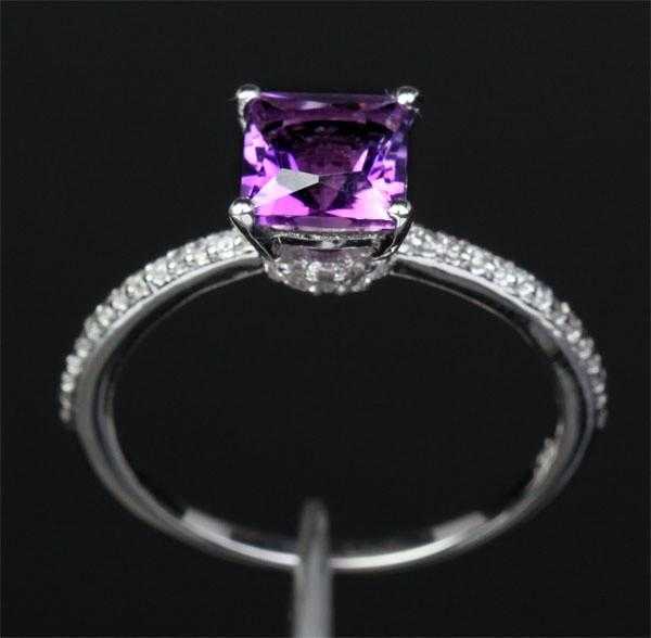 Purple Amethyst Diamond Engagement Ring-Rings-Kirijewels.com-10-Kirijewels.com