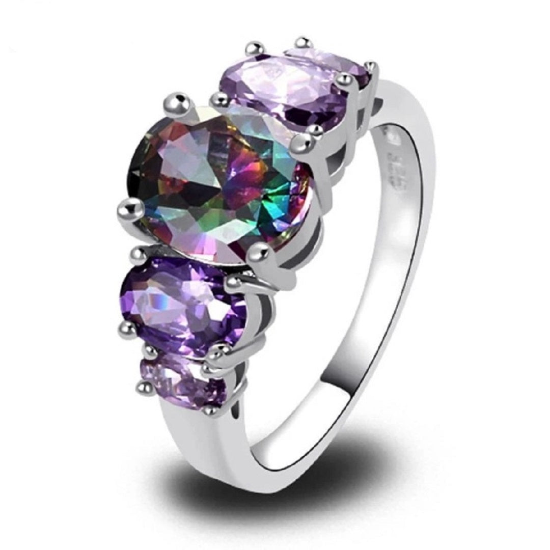 Mysterious Purple Sterling Silver Rainbow Ring