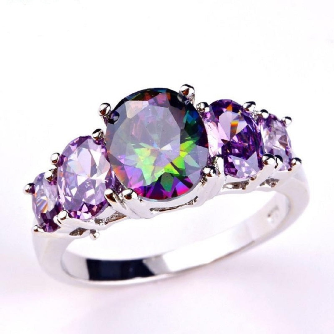 Mysterious Purple Sterling Silver Rainbow Ring