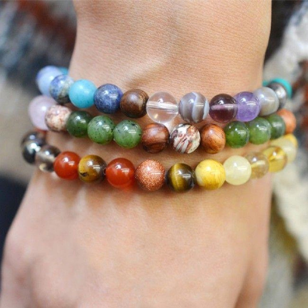 Energy Stone Beads Rainbow Bracelet