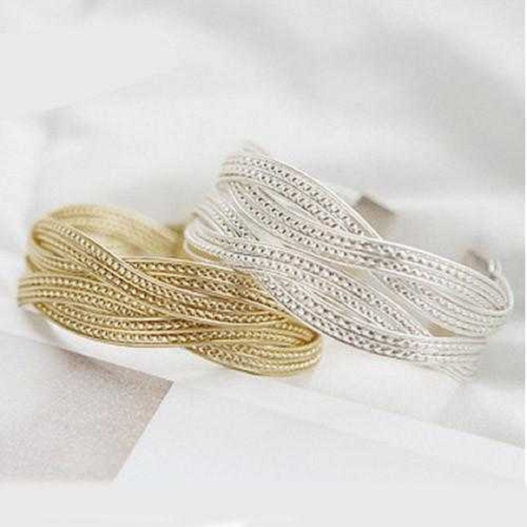 Knitted Metal Rattan Twisted  Bracelet