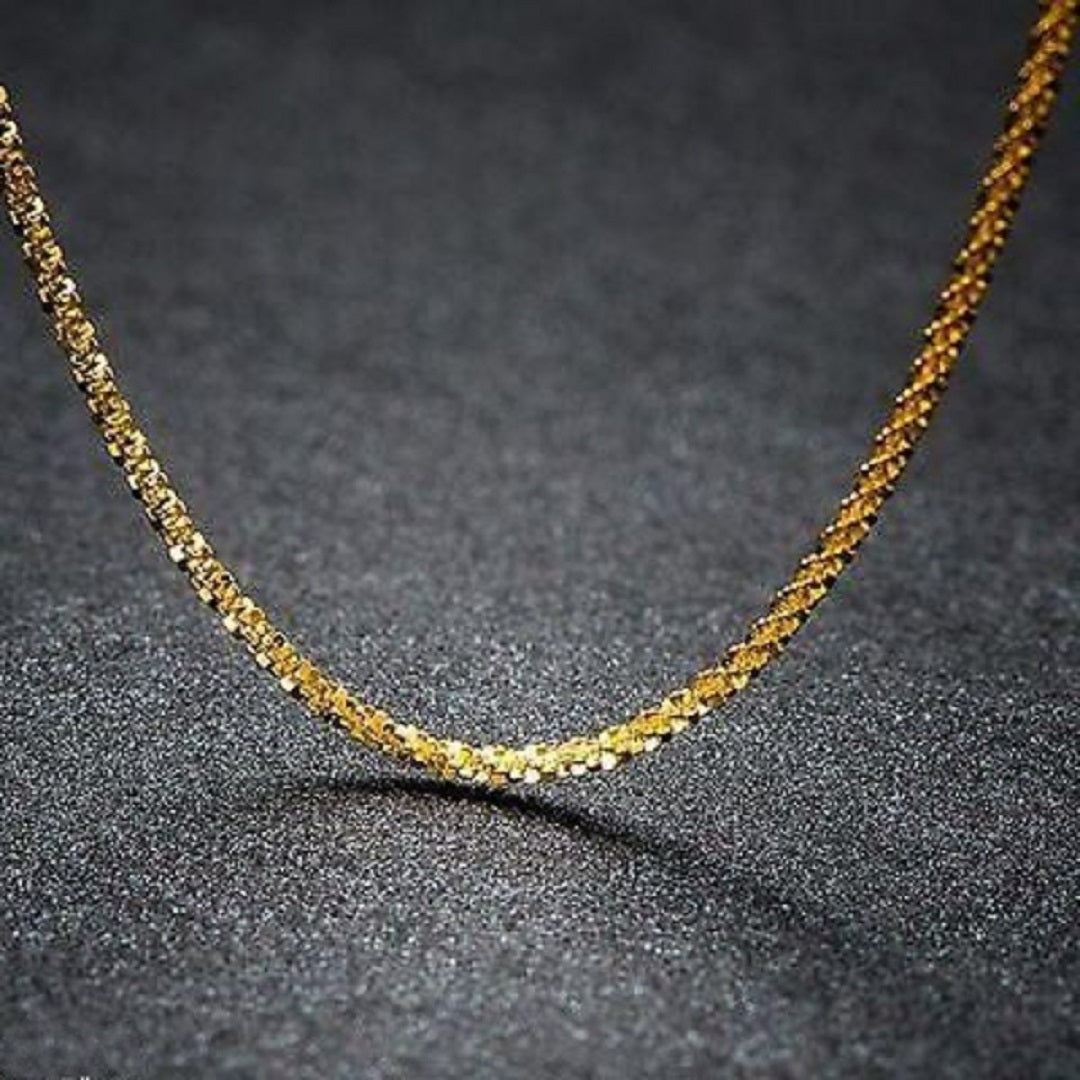 Full Star Real 18K Yellow Gold Necklace