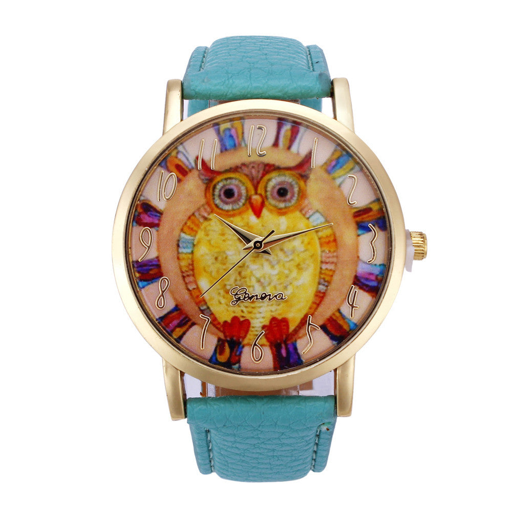 Leather Owl Wrist Watch-Women's Watches-Kirijewels.com-Green-Kirijewels.com